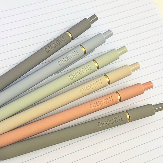 Custom Engraved Soft Touch Gel Pens - Set of 6