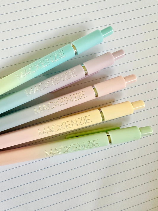 Custom Engraved Soft Touch Gel Pens - Set of 5