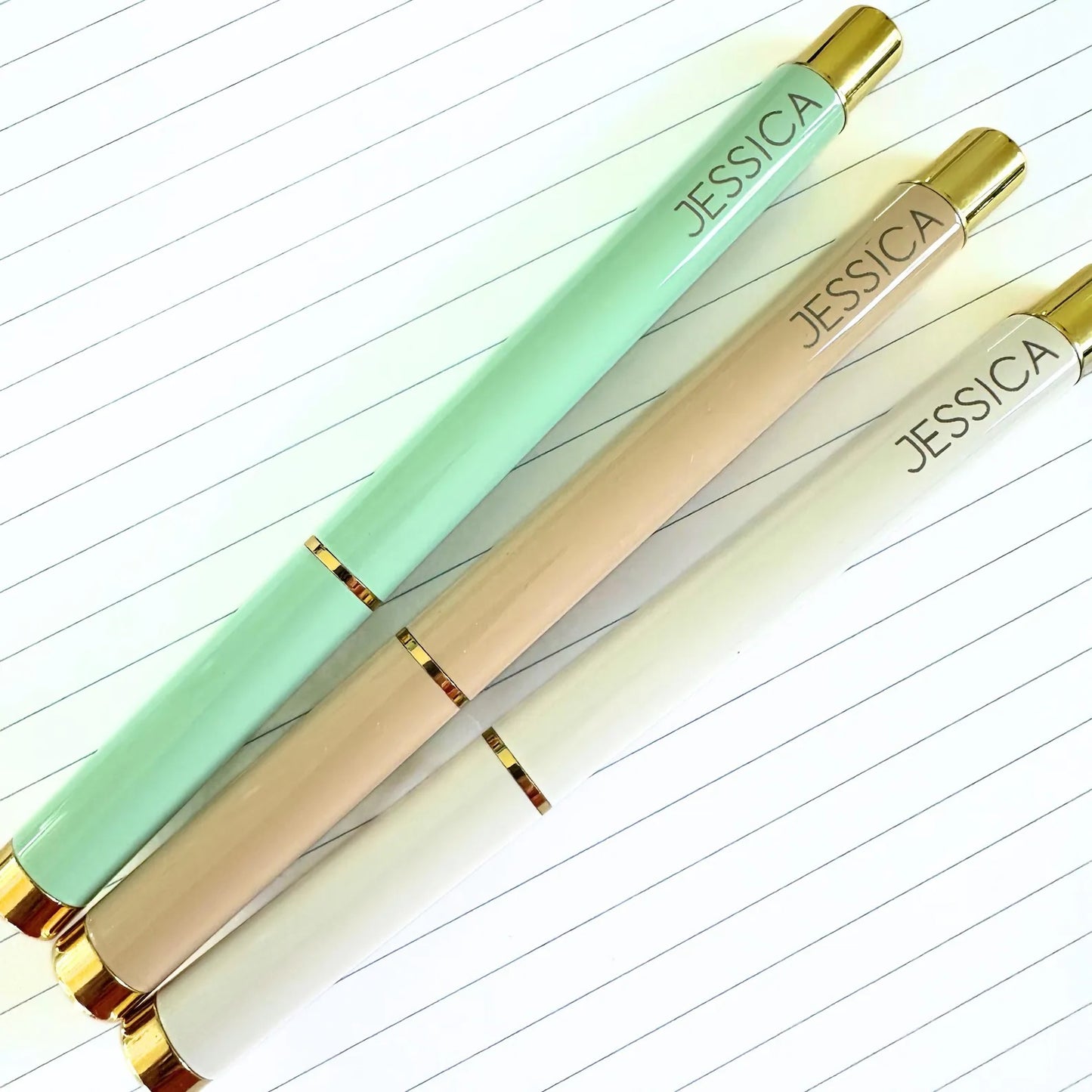 Gold Trim Custom Engraved Gel Pens - Set of 3