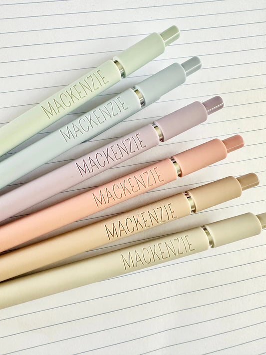 Custom Engraved Soft Touch Gel Pens - Set of 6